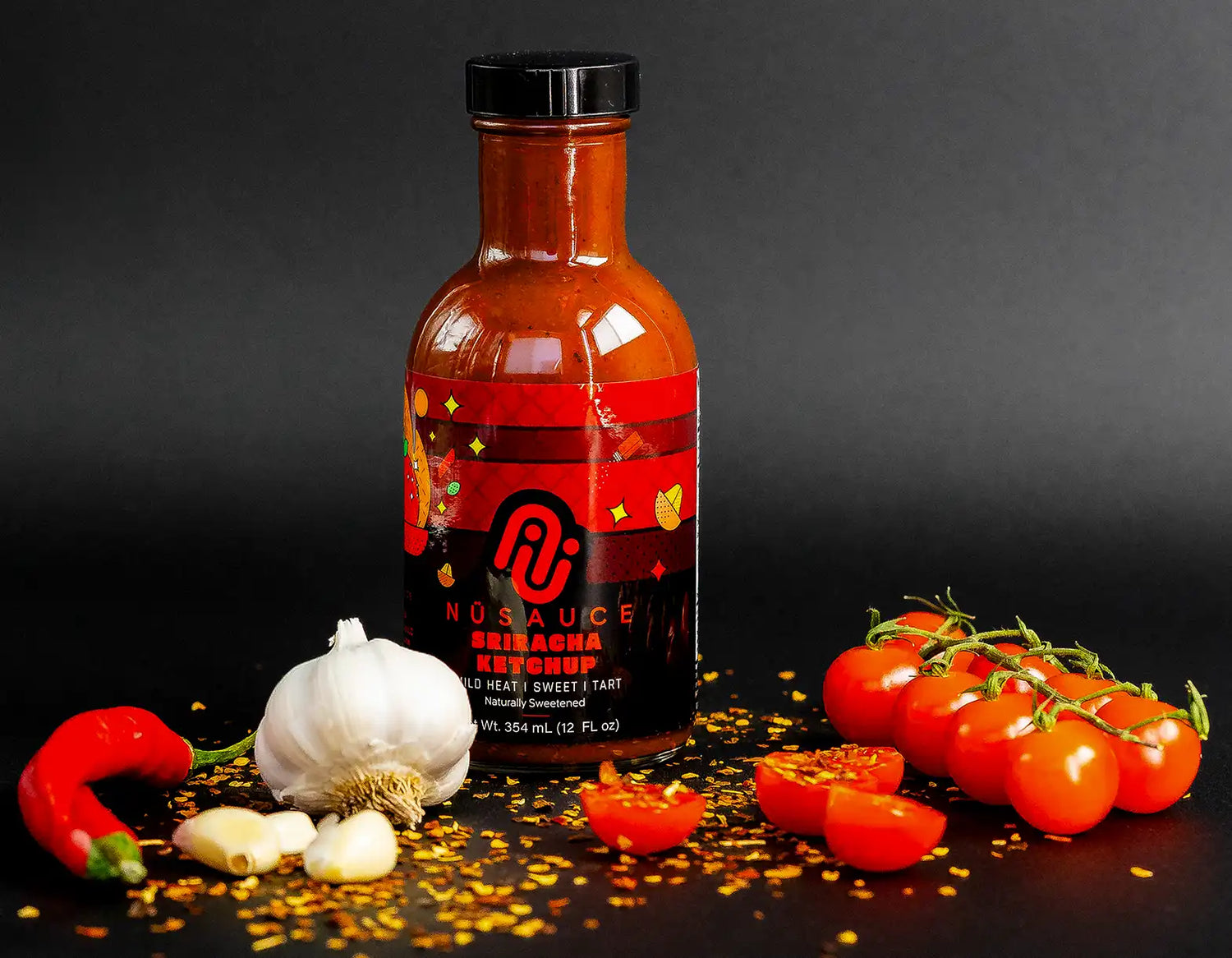 sriracha-ketchup-with-ingredients-around