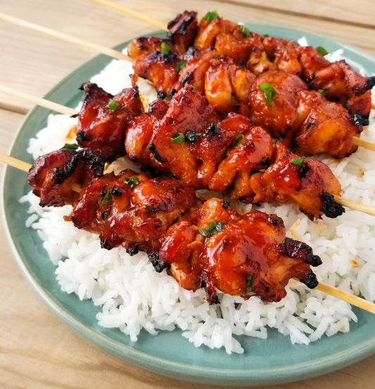 Spicy BBQ Chicken Skewers with NuSauce